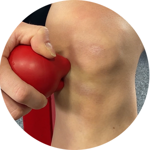 KNUKLBALL used for knee pain relief and trigger point therapy - targeted massage technique for joint and muscle tension
